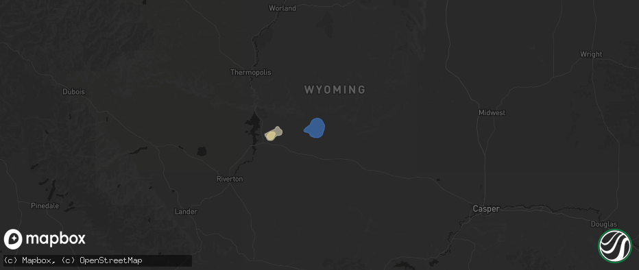 Hail map in Lysite, WY on July 6, 2026
