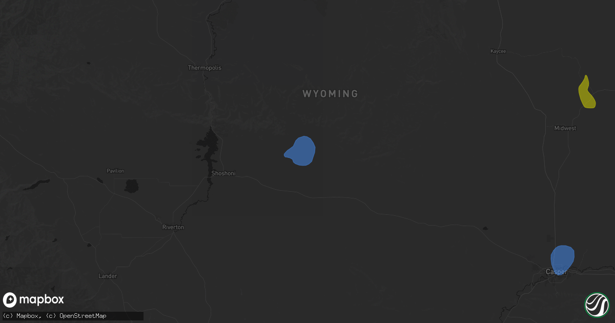 Hail map in Lysite, WY on July 6, 2026