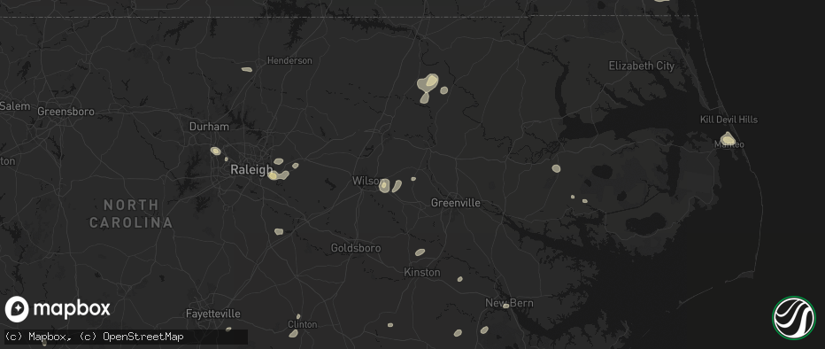 Hail map in Macclesfield, NC on July 6, 2026