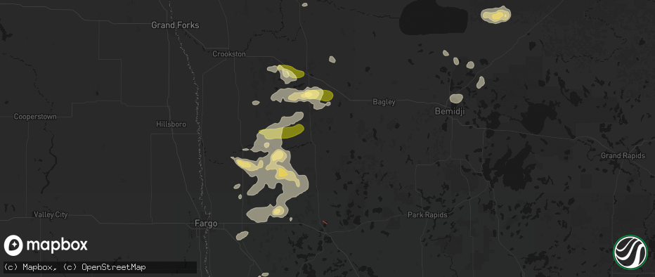 Hail map in Mahnomen, MN on July 6, 2026
