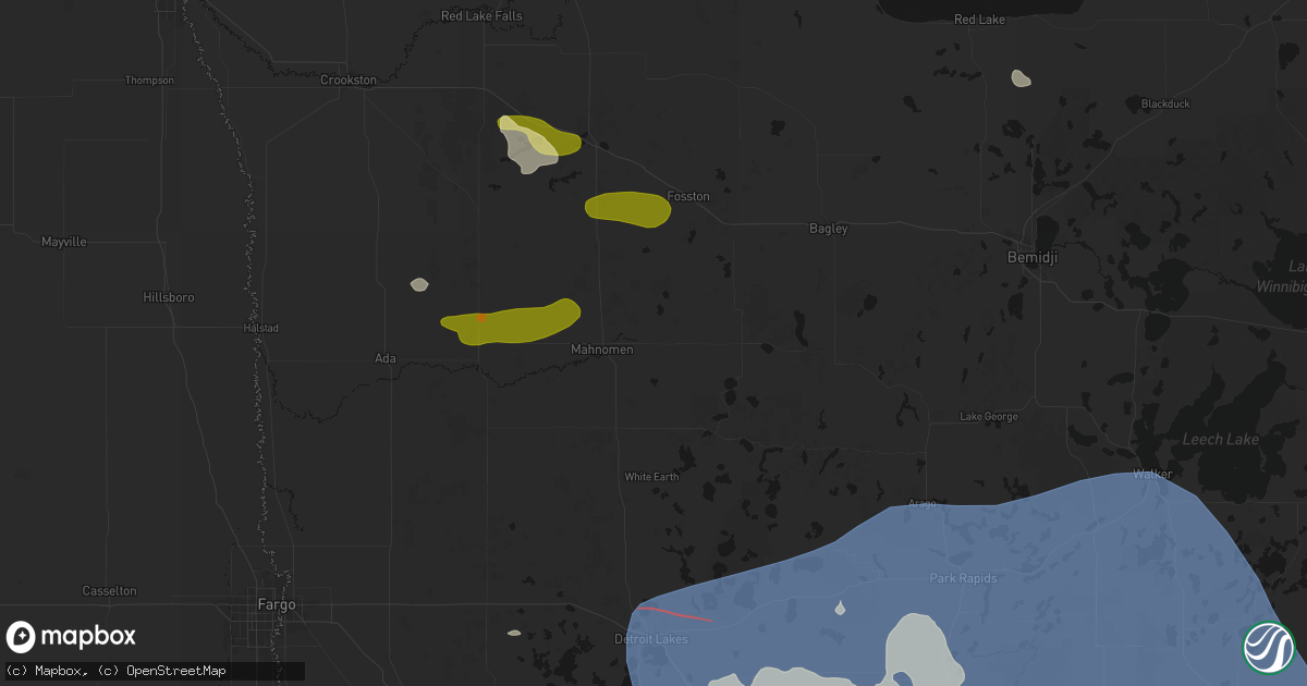 Hail map in Mahnomen, MN on July 6, 2026