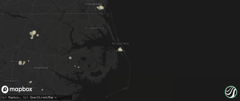 Hail map in Manteo, NC on July 6, 2026