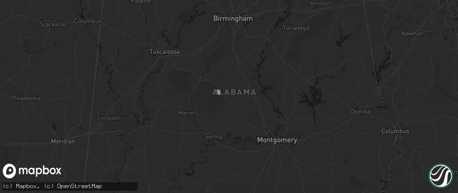 Hail map in Maplesville, AL on July 6, 2026