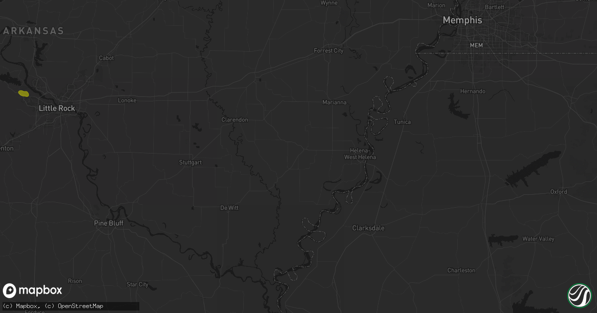 Hail map in Marvell, AR on July 6, 2026