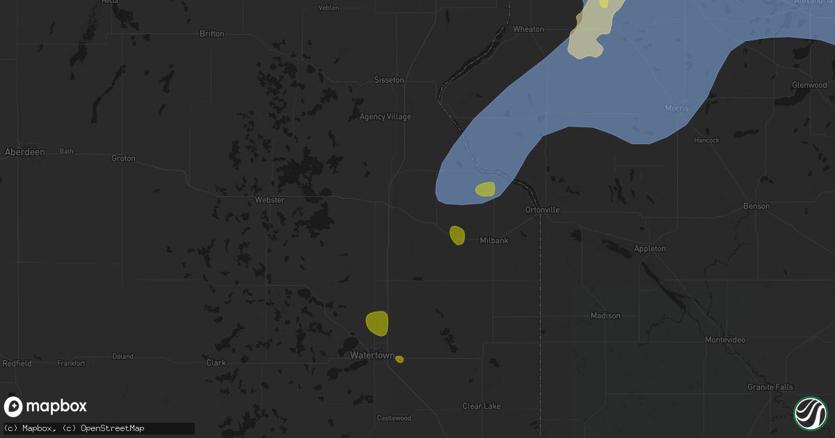 Hail map in Marvin, SD on July 6, 2026