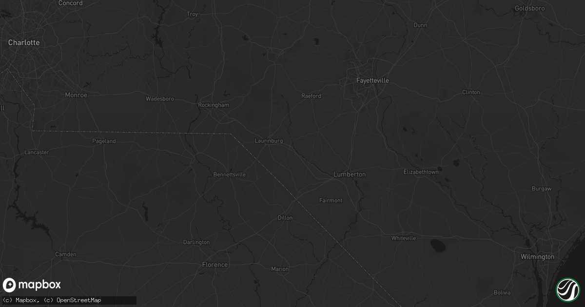 Hail map in Maxton, NC on July 6, 2026