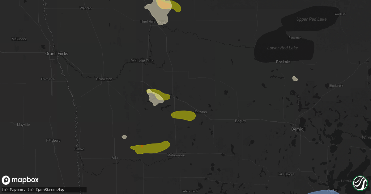 Hail map in Mcintosh, MN on July 6, 2026