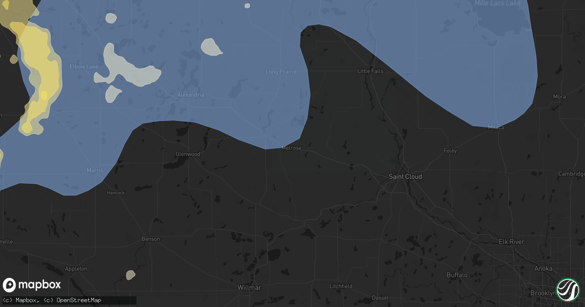Hail map in Melrose, MN on July 6, 2026