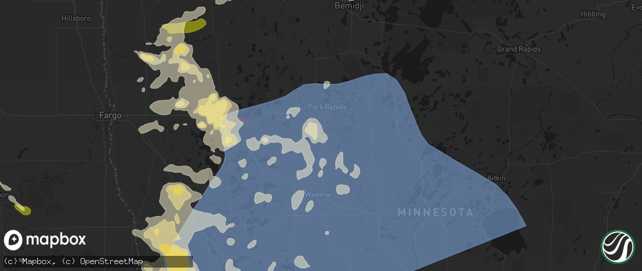 Hail map in Menahga, MN on July 6, 2026