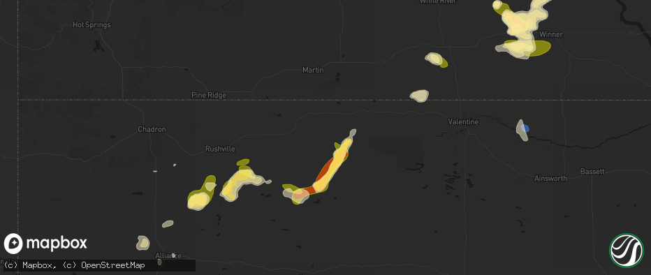 Hail map in Merriman, NE on July 6, 2026