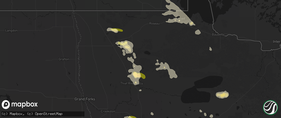 Hail map in Middle River, MN on July 6, 2026