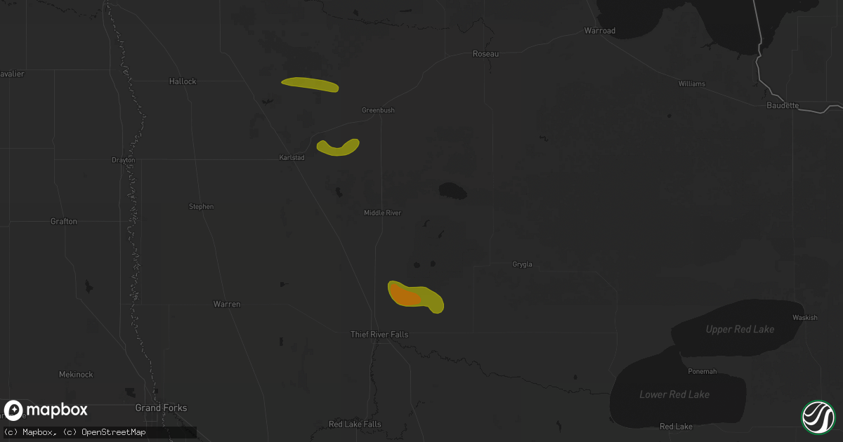 Hail map in Middle River, MN on July 6, 2026