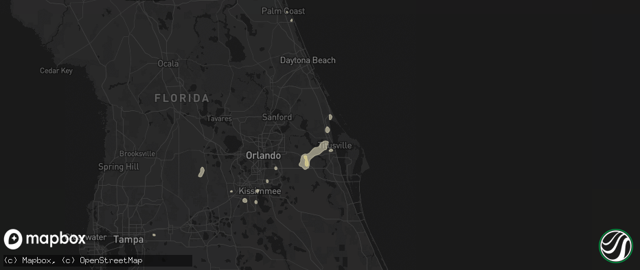 Hail map in Mims, FL on July 6, 2026