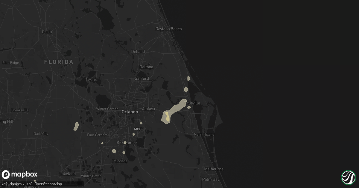 Hail map in Mims, FL on July 6, 2026