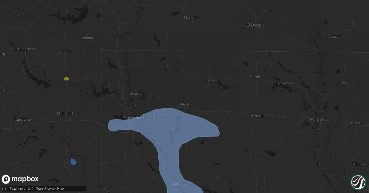Hail map in Minden, LA on July 6, 2026