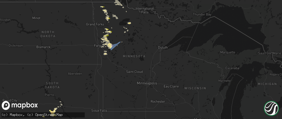 Hail map in Minnesota on July 6, 2026
