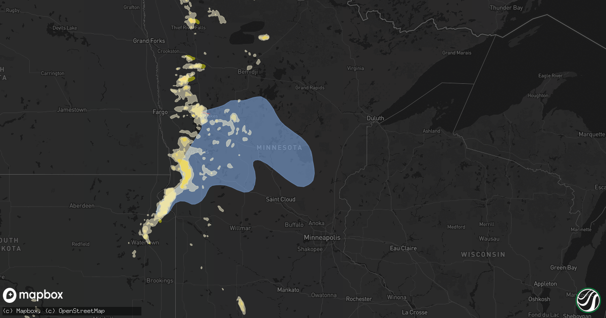 Hail map in Minnesota on July 6, 2026