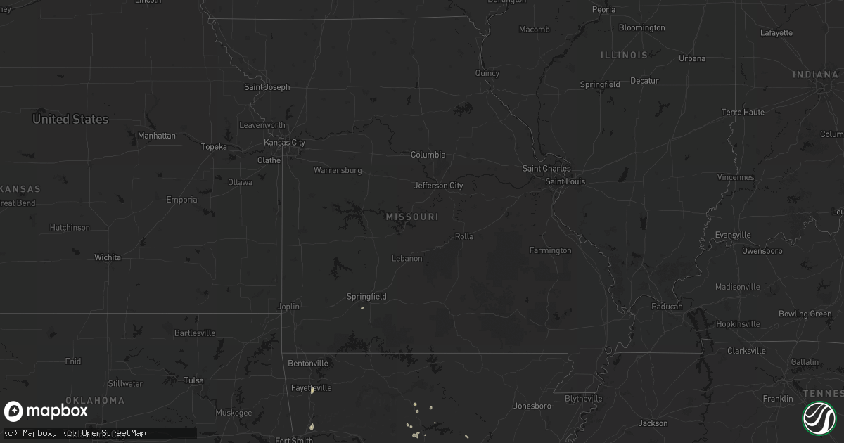 Hail map in Missouri on July 6, 2026