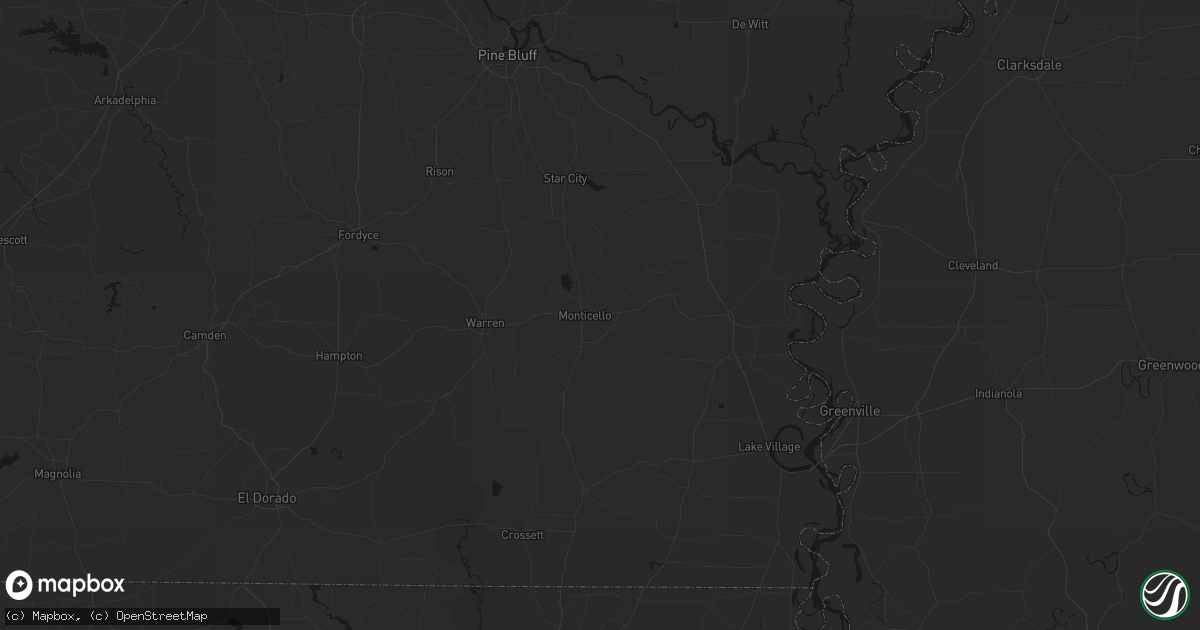 Hail map in Monticello, AR on July 6, 2026