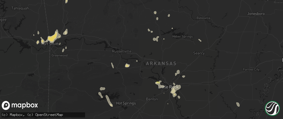 Hail map in Morrilton, AR on July 6, 2026