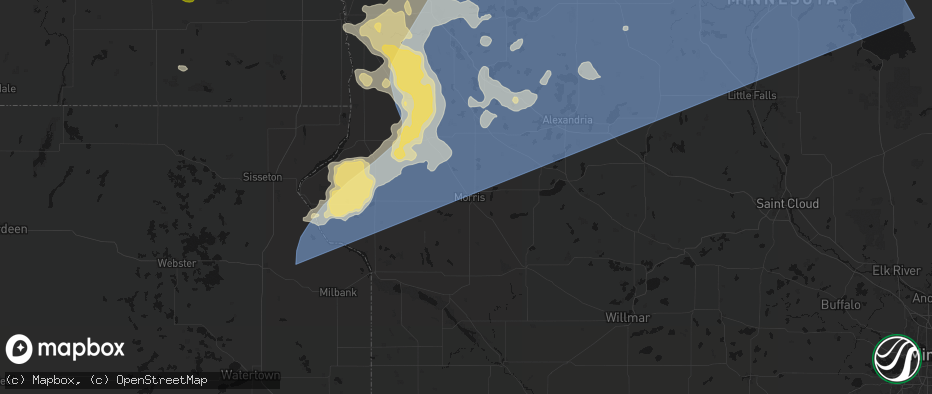 Hail map in Morris, MN on July 6, 2026