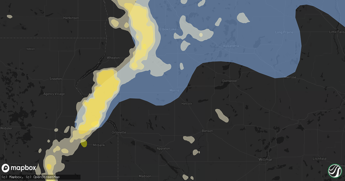 Hail map in Morris, MN on July 6, 2026