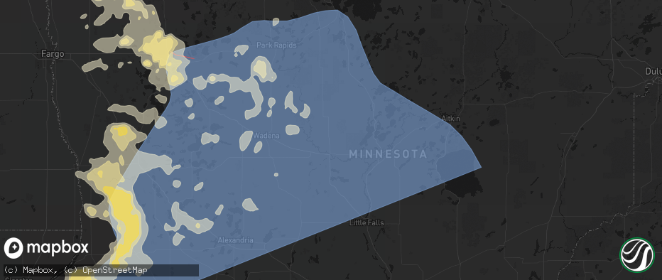 Hail map in Motley, MN on July 6, 2026