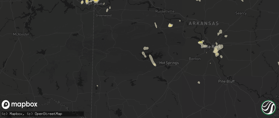 Hail map in Mount Ida, AR on July 6, 2026