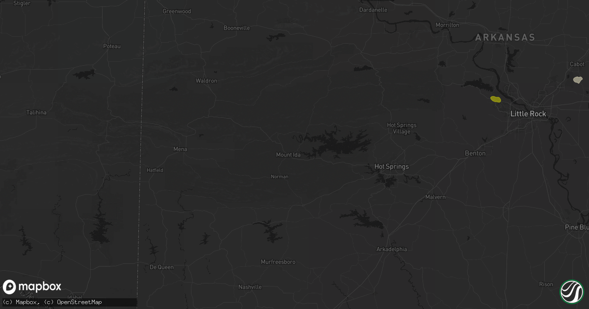 Hail map in Mount Ida, AR on July 6, 2026