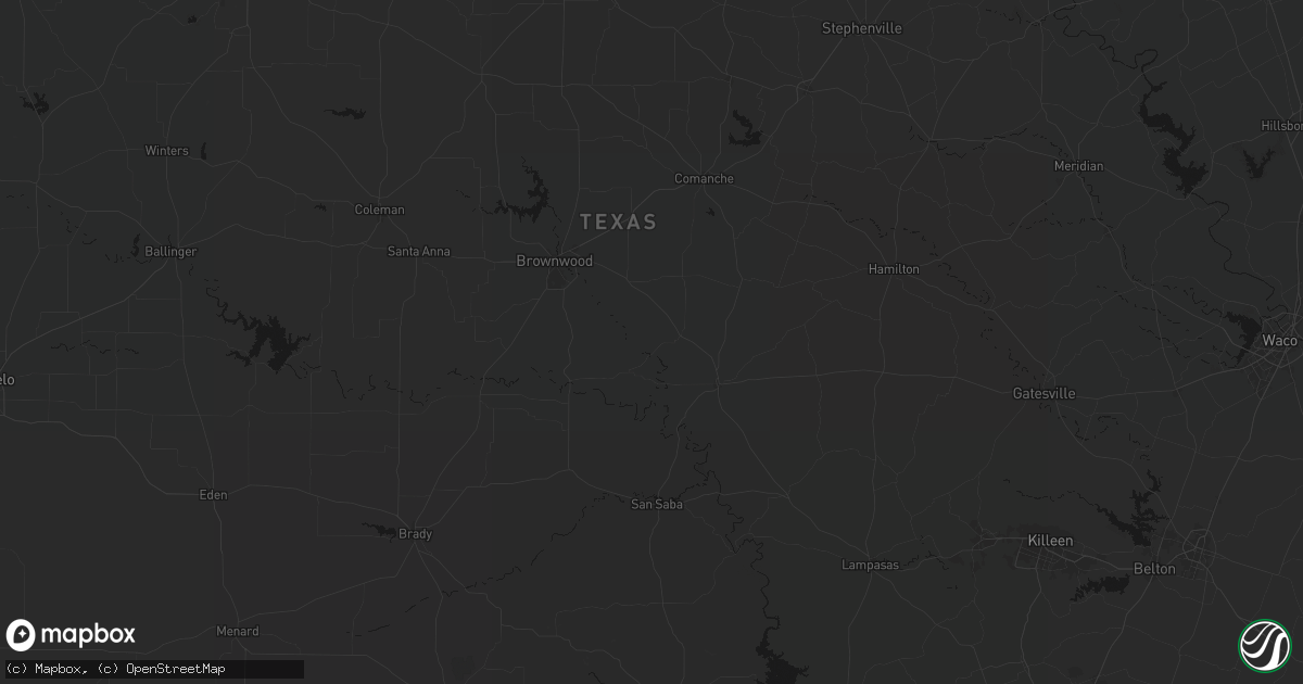 Hail map in Mullin, TX on July 6, 2026
