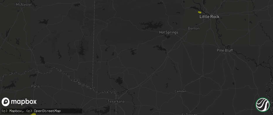Hail map in Murfreesboro, AR on July 6, 2026