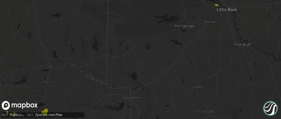 Hail map in Nashville, AR on July 6, 2026