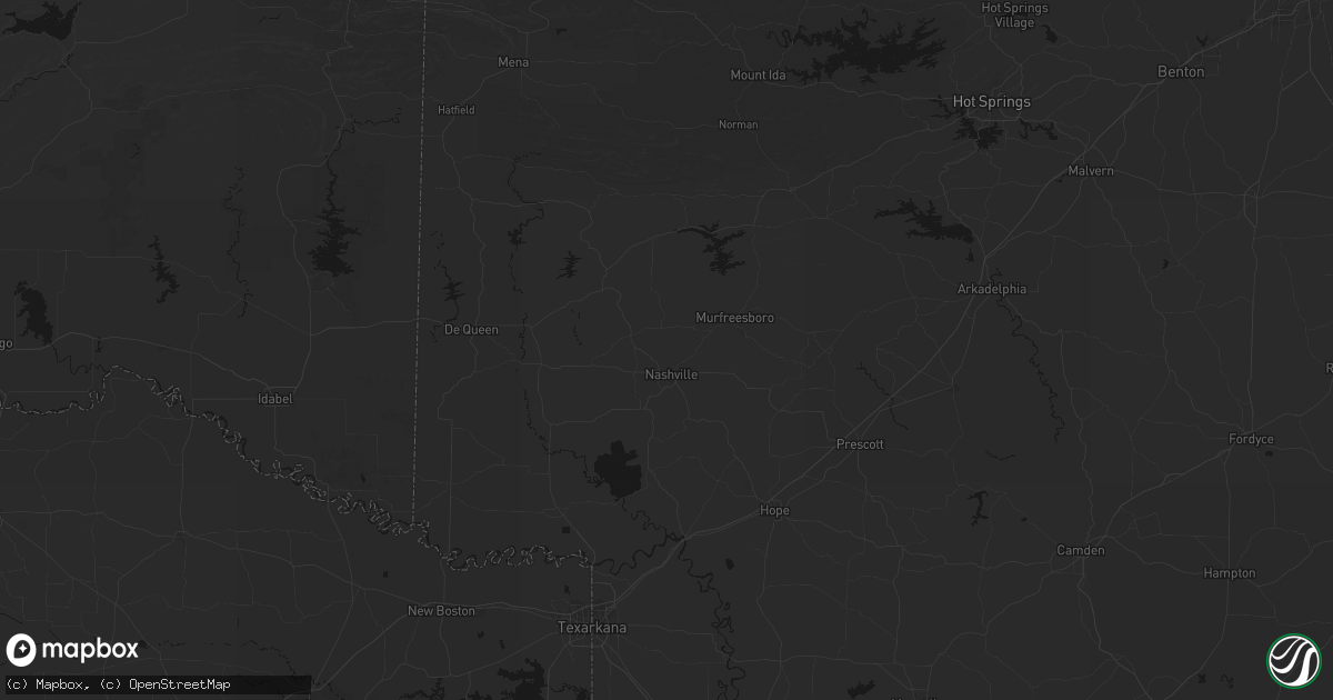 Hail map in Nashville, AR on July 6, 2026