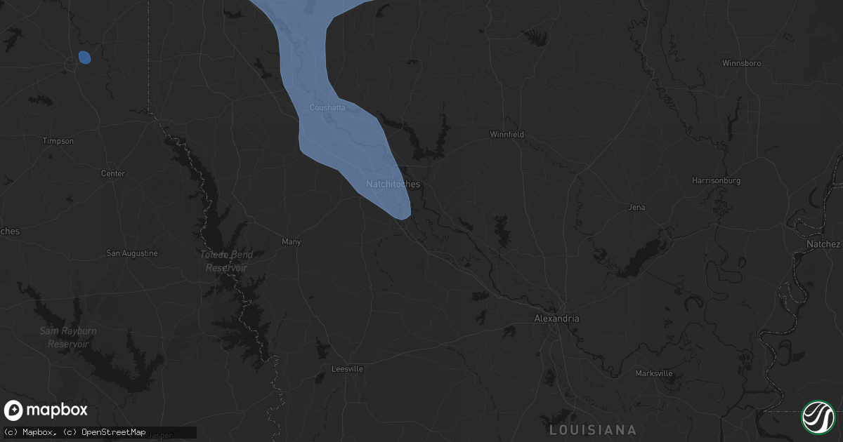 Hail map in Natchez, LA on July 6, 2026