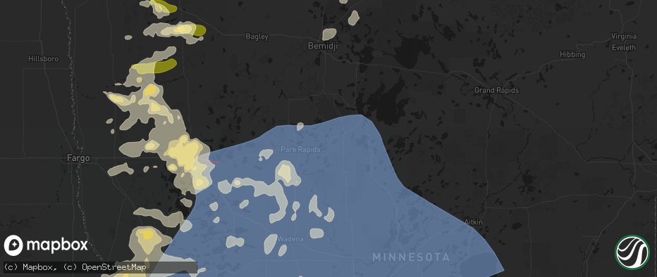 Hail map in Nevis, MN on July 6, 2026