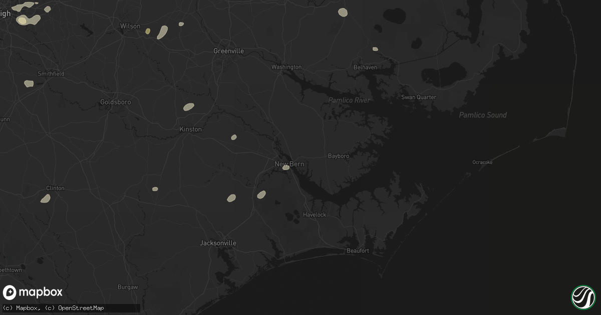 Hail map in New Bern, NC on July 6, 2026