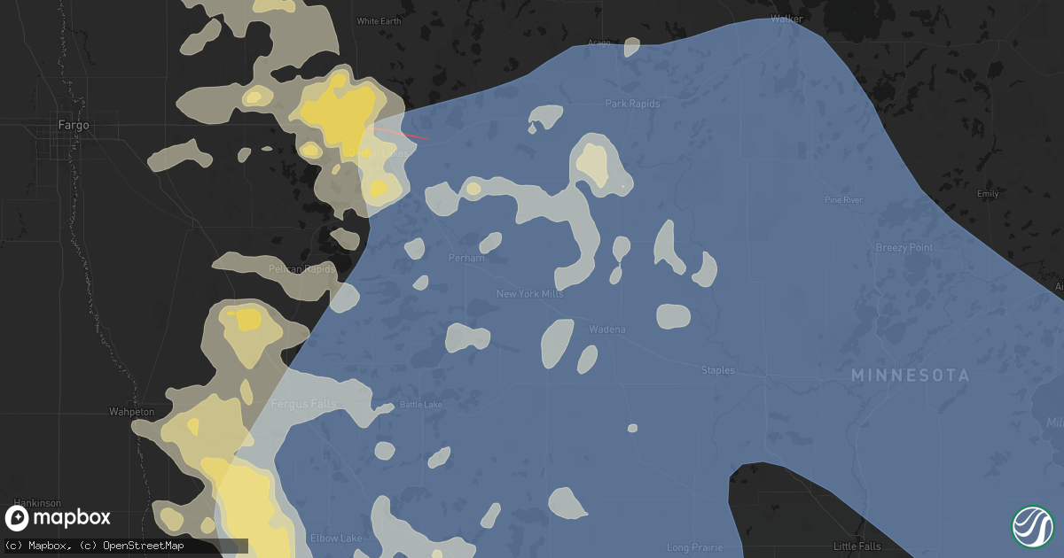 Hail map in New York Mills, MN on July 6, 2026