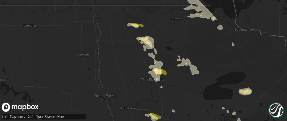 Hail map in Newfolden, MN on July 6, 2026