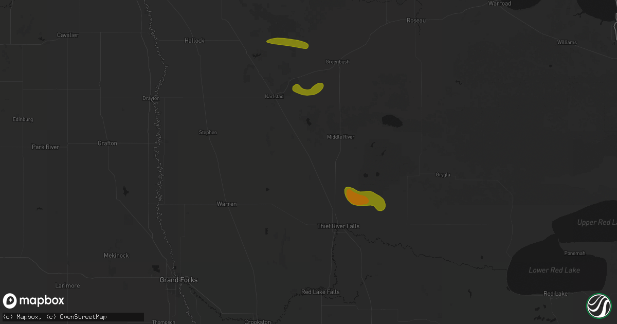 Hail map in Newfolden, MN on July 6, 2026