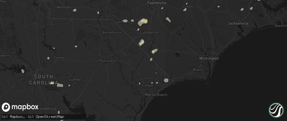 Hail map in Nichols, SC on July 6, 2026