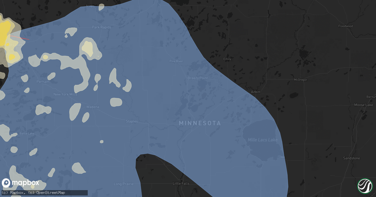 Hail map in Nisswa, MN on July 6, 2026