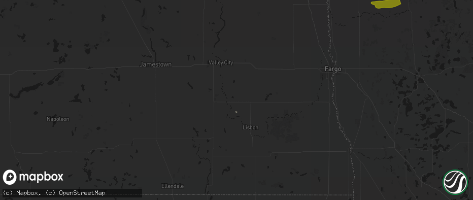 Hail map in Nome, ND on July 6, 2026
