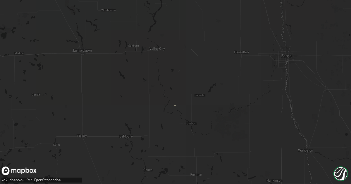 Hail map in Nome, ND on July 6, 2026
