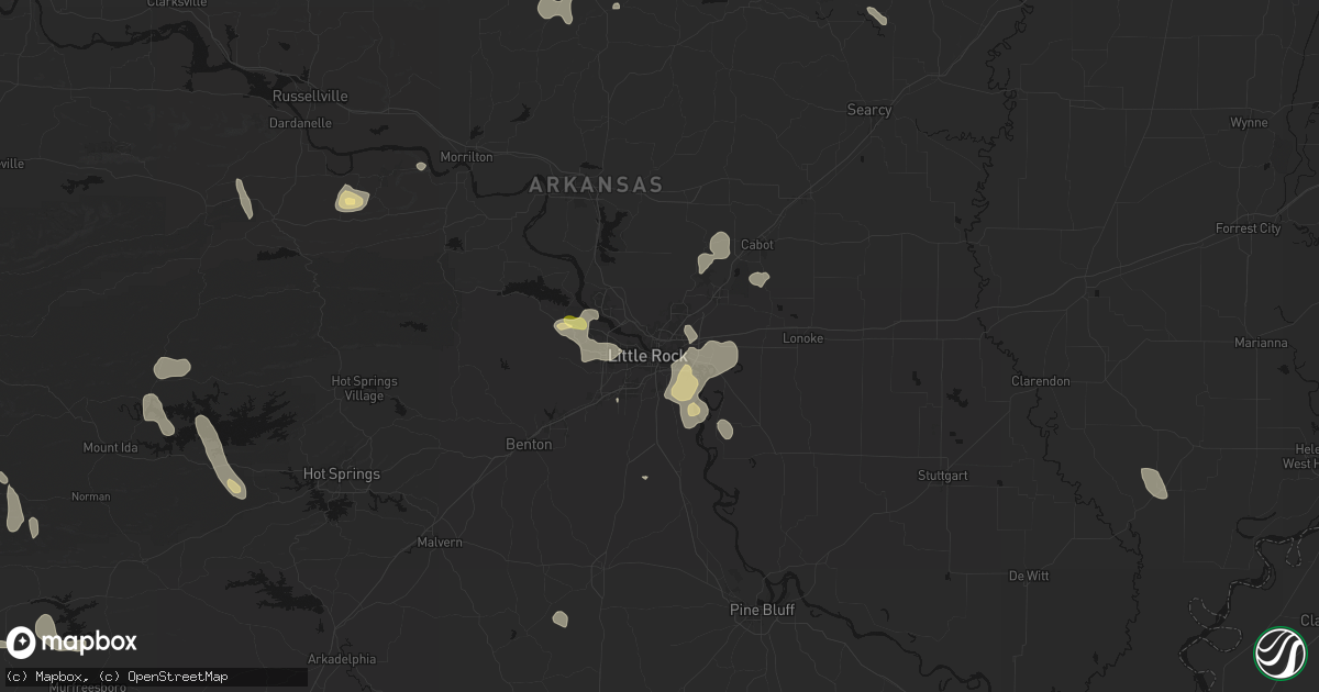 Hail map in North Little Rock, AR on July 6, 2026