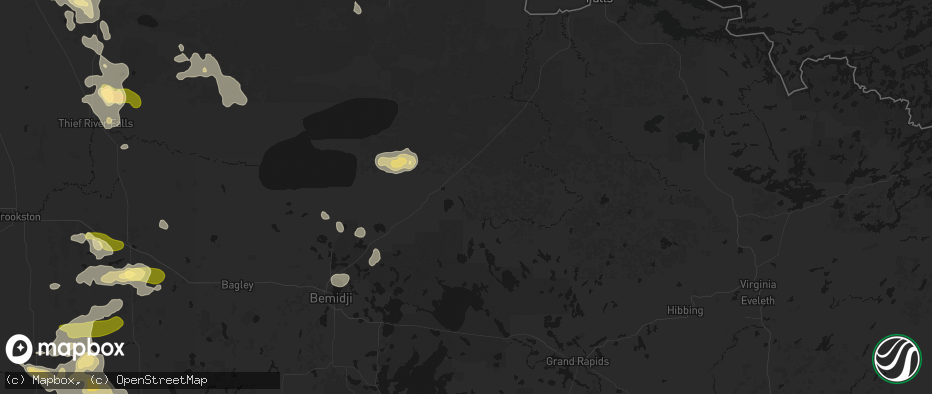 Hail map in Northome, MN on July 6, 2026