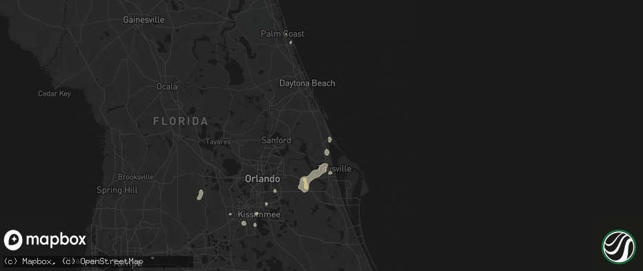 Hail map in Oak Hill, FL on July 6, 2026