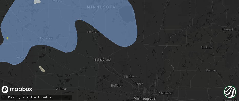 Hail map in Oak Park, MN on July 6, 2026