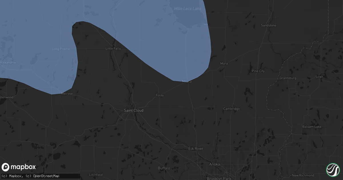 Hail map in Oak Park, MN on July 6, 2026