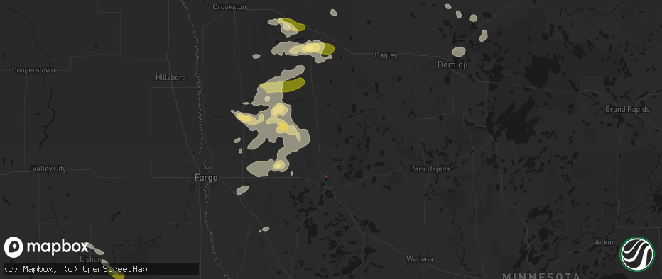 Hail map in Ogema, MN on July 6, 2026