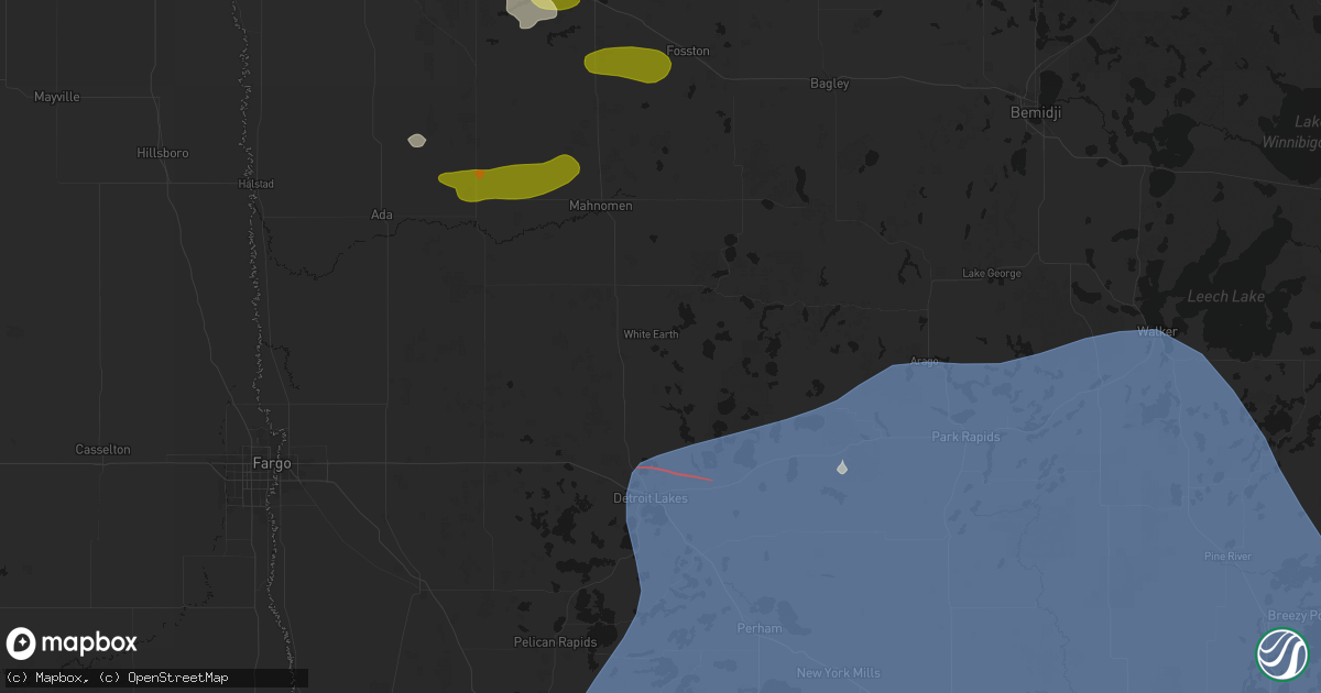 Hail map in Ogema, MN on July 6, 2026